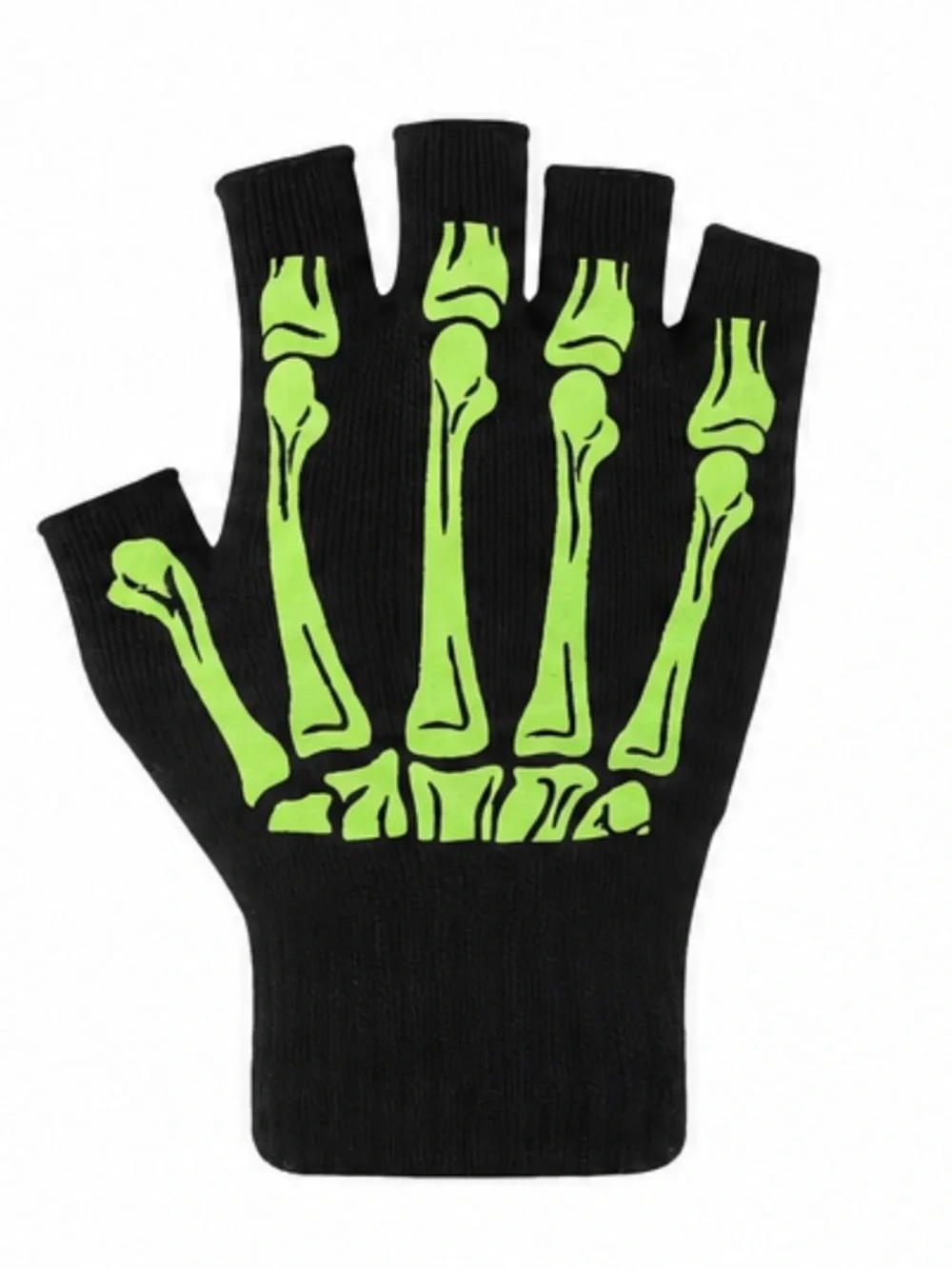 Skeleton Bone Glove Fingerless Mittens New